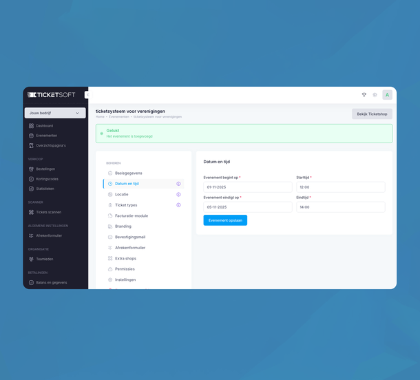 Ticketsysteem voor verenigingen