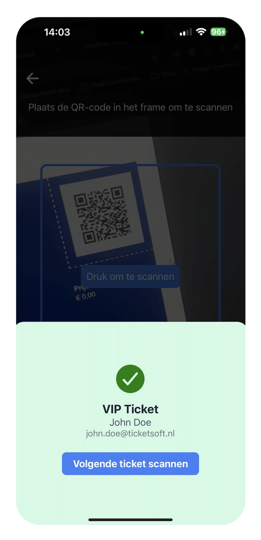 Tickets scannen met de mobiele app