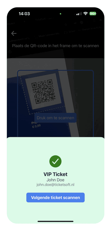 Tickets scannen met de mobiele app