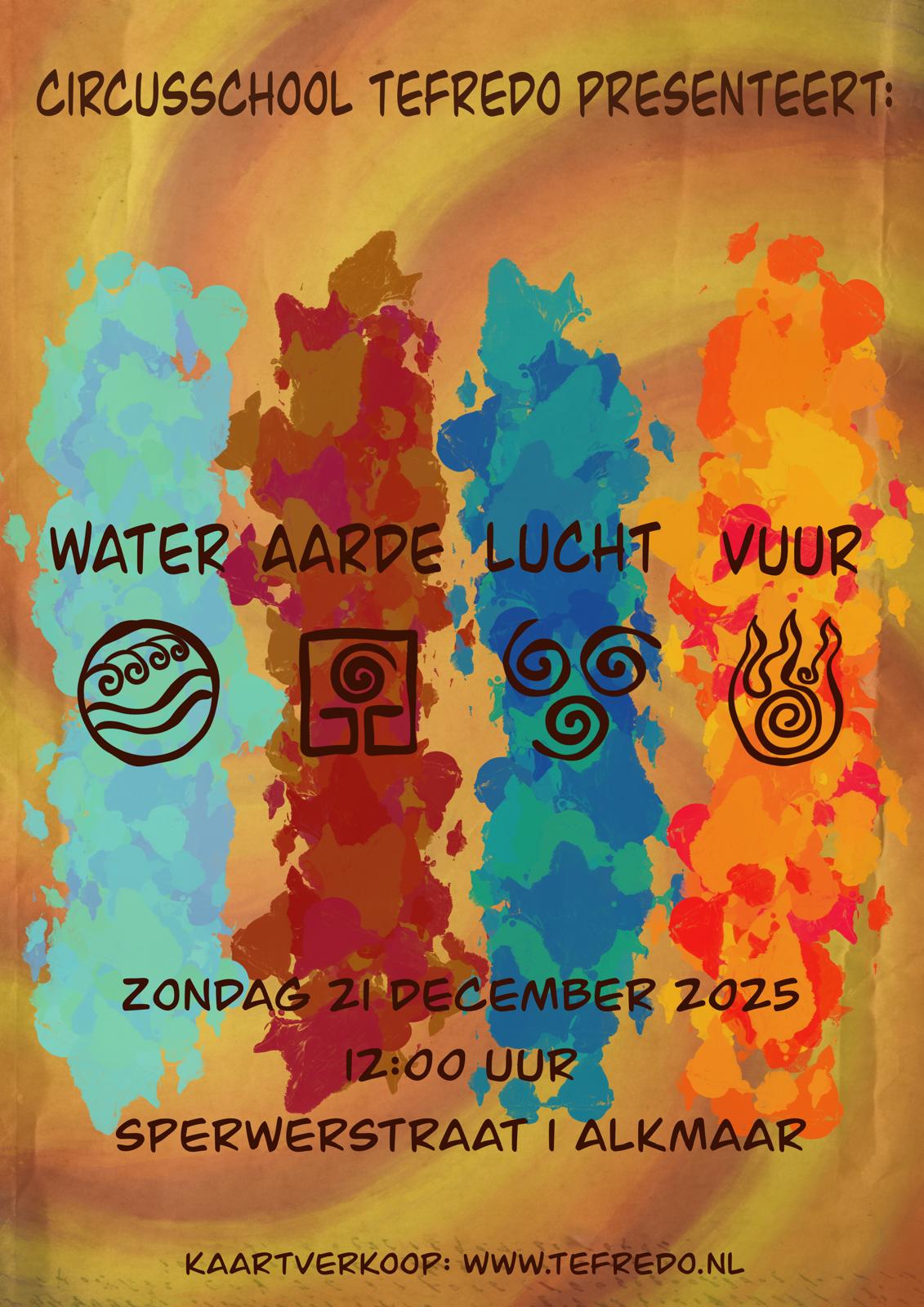 Logo Water, Aarde, Lucht, Vuur  - Circusschool