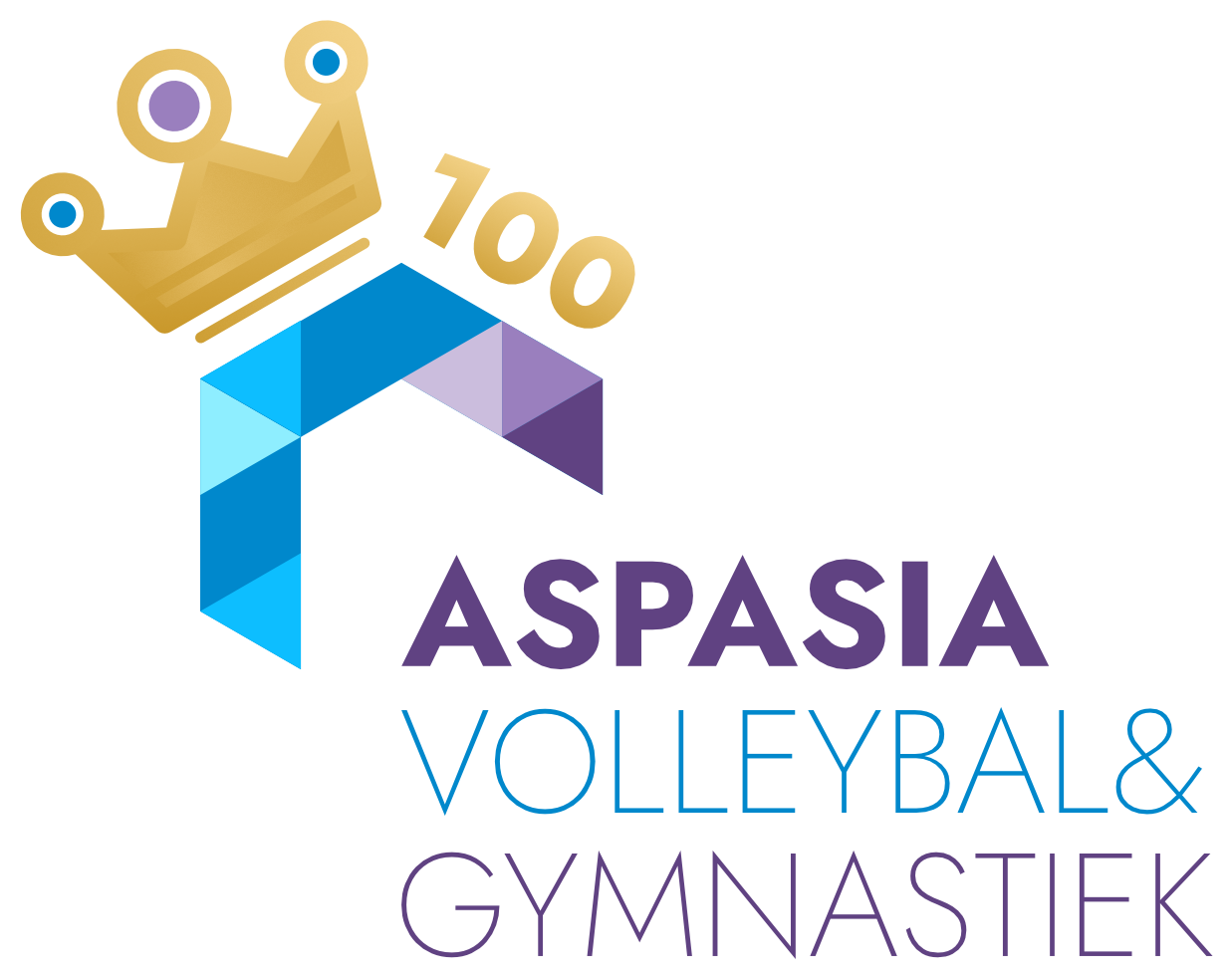 Logo Jubileum Aspasia 100 jaar:  Q-Music Foute Party